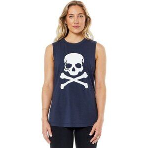 SOUL By SoulCycle Evelyn Skull Sleeveless Tank Navy Blue Size Small NEW